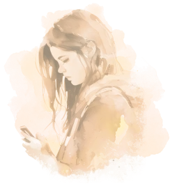 Illustration d'une fille qui regarde son smartphone. Elle montre l'ennuie.