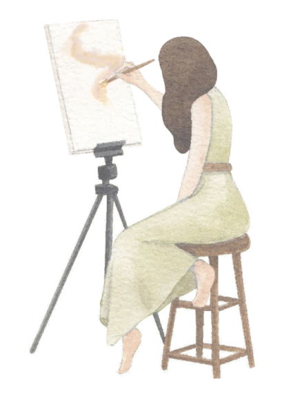 Illustration d'une fille qui peint