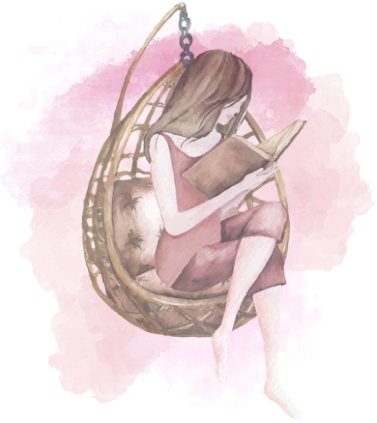 illustration fille avec un livre illustration d'une fille qui lit un livre en aquarelle.